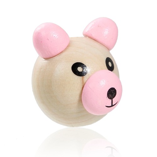 Perle ourson rose 25mm tete - 3d,
