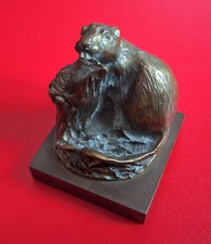 Ancien Presse-papier Figurine Castor Beaver en Bronze 20ème 