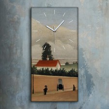 Horloge décorative sur toile 30x60 Ville Rue Montagne Ciel Henri Rousseau
