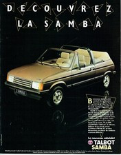 publicité Advertising  1022  1982  Talbot  Samba  nouveau cabriolet