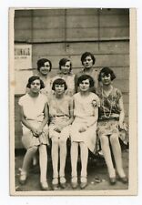 PHOTO silver print snapshot, 7 girls jeunes femmes années folles robe mode