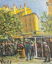 Toulon le marché aux fleurs peinture signée 1879 Provence Var France