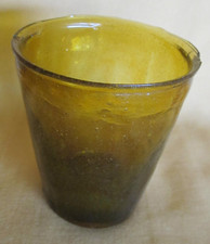 Lumignon XVIIIème XIXème verre soufflé ancien ocre photophore lampion N°1