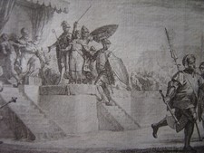 GRAVURE DEPOSITION DU ROI CHILDERIC EN 752 MEROVINGIENS TRONE PEPIN LE BREF