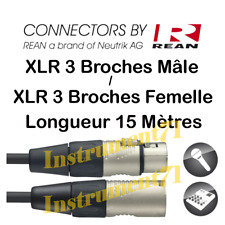 Câble XLR 3 Broches Mâle Femelle Connecteurs Rean by Neutrik Long 15 METRES