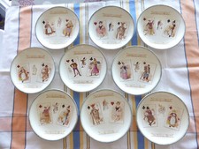 Série de 9 assiettes terre de fer cartes à jouer * H B Choisy le Roi *