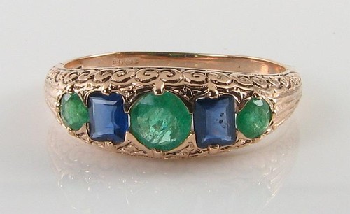 Bague 9ct rose - or, Émeraude