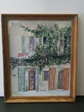 aquarelle maison et mur avec lierre
