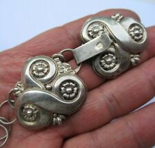 RARE Paire ATTACHE AGRAFE de CAPE argent massif fermeture bouton old silver Clip