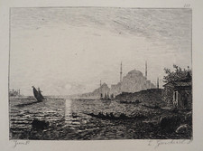 Félix ZIEM : Vue de Stamboul, GRAVURE signée, Durand Ruel, 1873