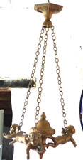 armature de lustre en régule imitation bronze 3 angelots/putti 3 feux