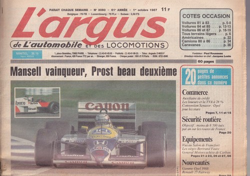 Argus 3060 mansell - l'argus, /