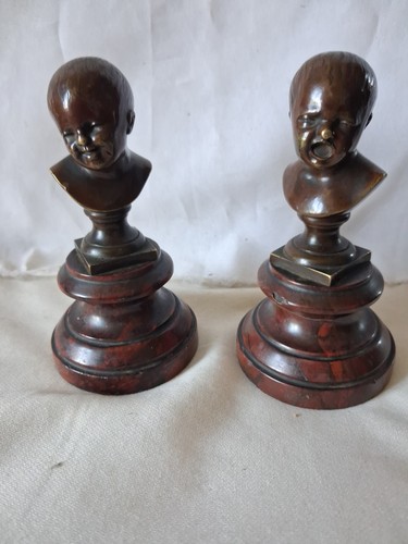 Paire bustes bronze - de,
