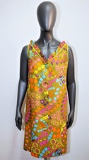 New 60/70s sleeveless beach dress Boussac cotton fabric  JACQUES HEIM 42FR 10US
