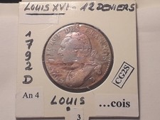 Louis XVI 12 Deniers 1792 D - 3 An 4 Louis Francois