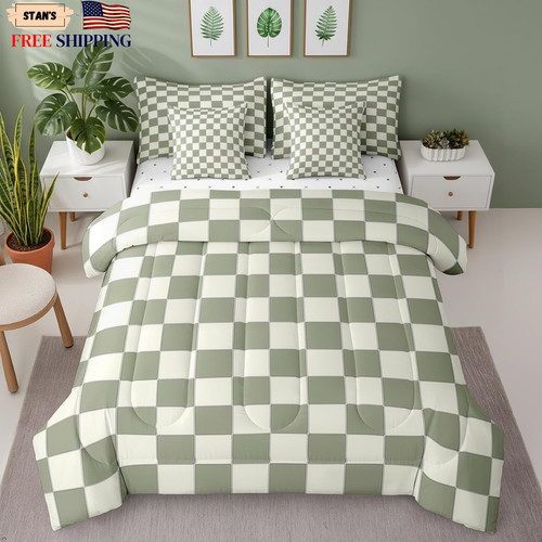 Beige sage green plaid - sage,