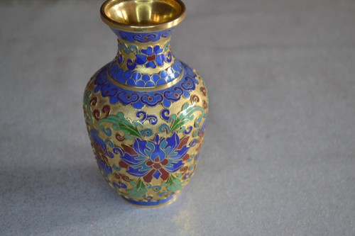 Vase asiatique laiton emaille - asiatique,