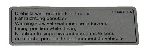 Warning swivel seat sticker - -,