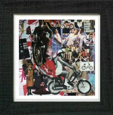 Collage sur carton 29X29 cm " CASQUE " VINTAGE SOLEX MOBYLETTE déco rétro cyclo