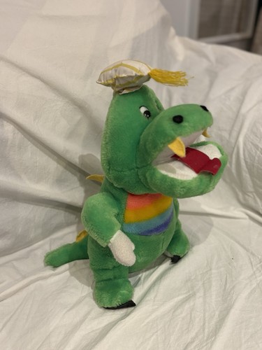 Peluche dragon vert bonnet - vert, de