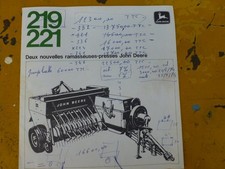 Prospectus presse JOHN DEERE 219 221. Machine agricole tracteur tractor traktor