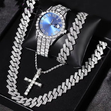Montre À Quartz Pour Hommes, Alliage De Luxe, Diamant Complet, Strass, Miroir, A