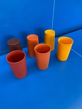 TUPPERWARE 6 gobelets plastique  verre  vintage marron rouille orange