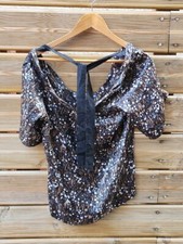 (E112 697) Sandro Women Top Soie imprimé t.1 S-36