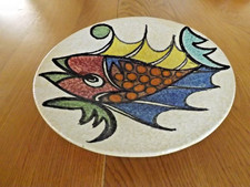 Grand plat/coupe à fruit années 60 à décor de poisson Sanguino (non signé)