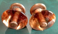 PAIRE DE  POIGNÉES OU BOUTONS DE PORTE TIROIR VERRE ET CUIVRE ART DECO DN4569