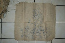 Patron ancien sur toile "Chat" n°866 - 50x50 (Broderie bouclettes ?)