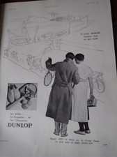 pneu balle raquette DUNLOP + gonfleur GERGOVIA + VICHY pub ILLUSTRATION 1933 col