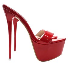 Fétiche Mule Cubiste Talon Stiletto 17.5 CM Talons Aiguilles - KH102 Rouge