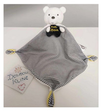 Doudou Plat Ours Blanc Noir