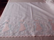 Coupon tissu broderie ancien - tissu,