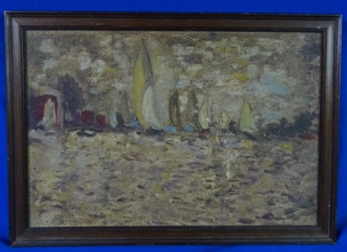 Tableau ancien huile paysage - tableau,