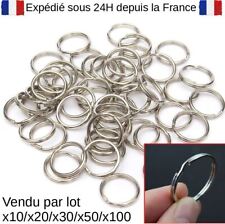 LOT DE 10 à 100 ANNEAUX PORTE CLÉS CLEFS MÉTAL ACIER INOXIDABLE 2X25mm