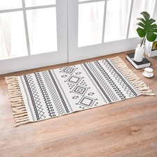 Woven Cotton Rug with Tassels