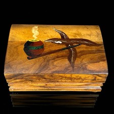 Boîte ancienne cave à cigares bois sculpté Art déco pipe cigarettes