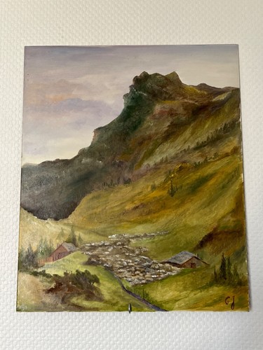 Tableau huile sur panneau vue - tableau,