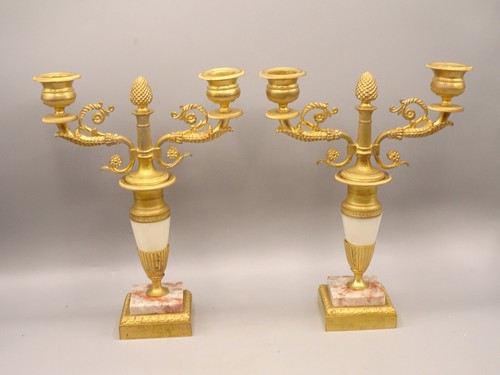 Paire bougeoirs louis xvi - de,