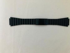 Bracelet de montre noir en acier inoxydable 100 %, extensible, confortable