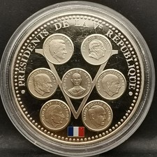 MEDAILLE 41mm LES 7 PREMIERS PRESIDENTS DE LA REPUBLIQUE / FRANCE