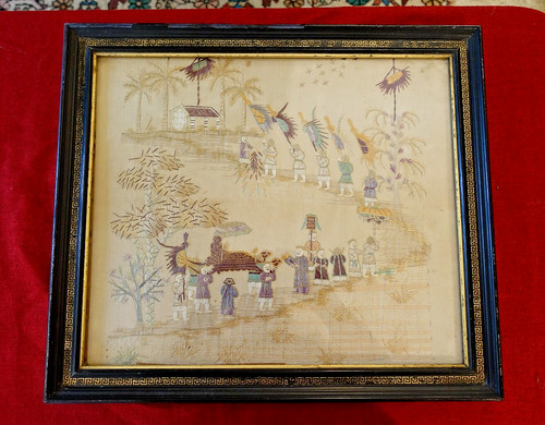 Antic broderie sur soie - antic,