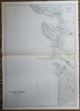 CARTE MARINE POINTE DES BALEINES ÉTANG D'HOURTIN GIRONDE ATLANTIQUE 75 x 105 cm