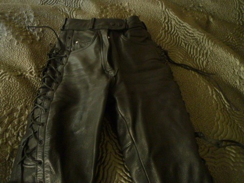 Pantalon cuir noir hein - pantalon,