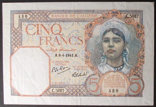 Algeria p77b francs - p77b, vf+