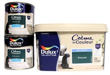 Lot Peinture DULUX VALENTINE "Emeraude" MAT Velouté 2,5L + 2 X 0,5L