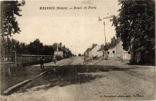 Cpa myennes nievre route - cpa,