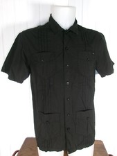 Chemise coton noir surpiqué EDWIN Guayabera shirt SS M/40 manches courtes